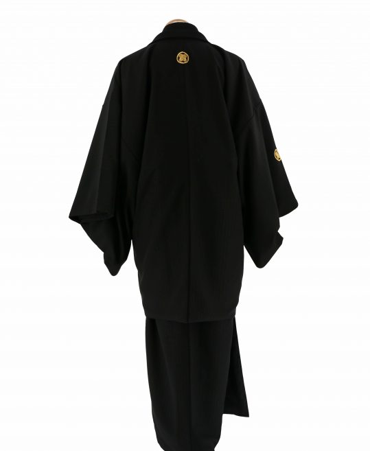 紋付袴レンタル・成人式・結婚式・卒業式|黒　ラメストライプ[身長180cm対応]No.316